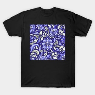 Retro Purple Flower Pattern T-Shirt